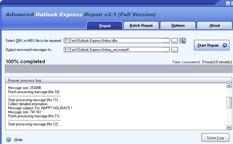 Advanced Outlook Express Repair Screenshot 1
