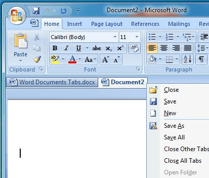 Word Documents Tabs Screenshot 1