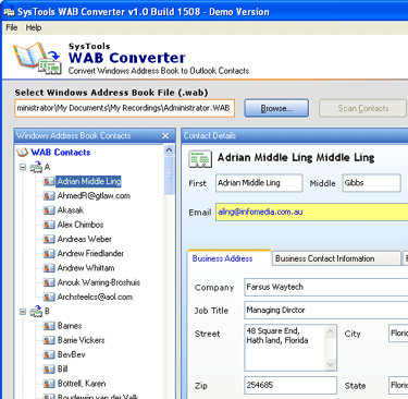 Windows Address Book to Excel Screenshot 1