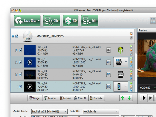 4Videosoft Mac DVD Ripper Platinum Screenshot 1