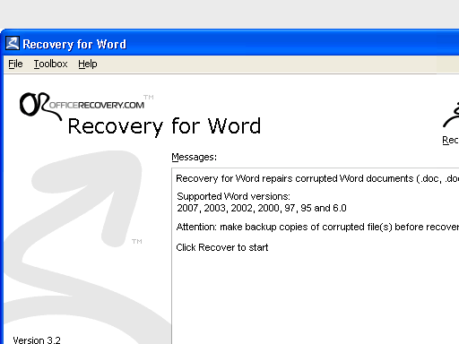 Recovery for Word Screenshot 1