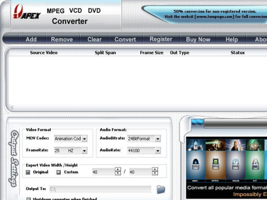Apex MPEG VCD DVD Converter Screenshot 1