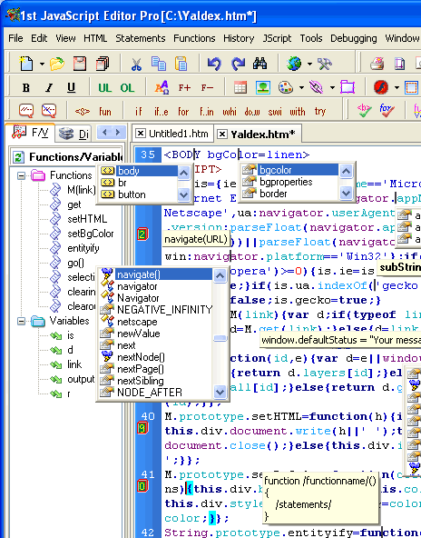 1st JavaScript Editor Pro 3.7 Screenshot 1