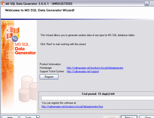 EMS Data Generator 2005 for SQL Server Screenshot 1