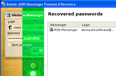 Atomic MSN Password Recovery Screenshot 1