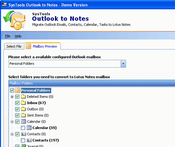 Outlook to Lotus Notes Migration Screenshot 1
