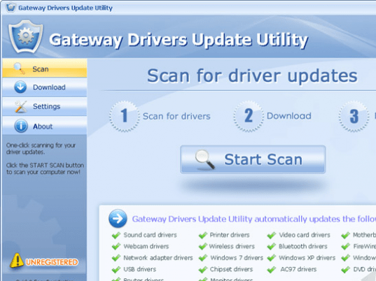 Gateway Drivers Update Utility Screenshot 1