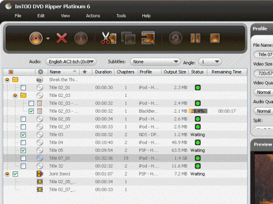 ImTOO DVD Ripper Platinum 6 Screenshot 1