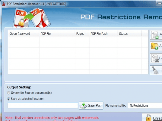 PDF Restrictions Remover Screenshot 1