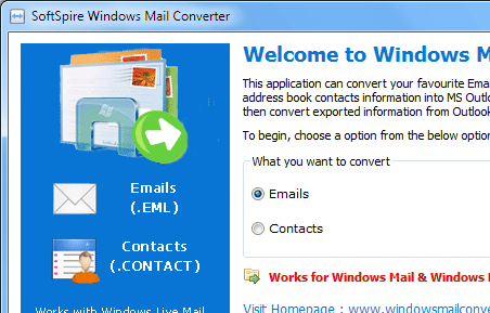 Microsoft Windows Live Mail Converter Screenshot 1