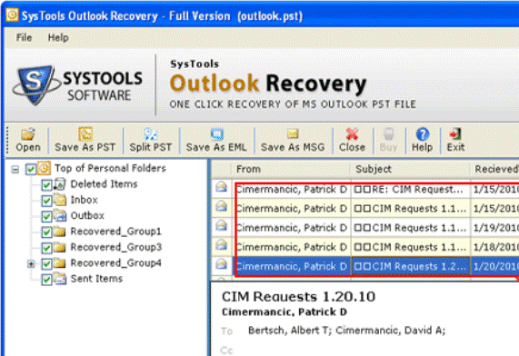 Scan Outlook PST 2010 Screenshot 1