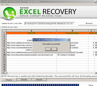 Excel Recovery Utility Screenshot 1