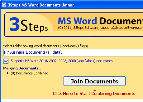 3Steps MS Word Documents Joiner Screenshot 1