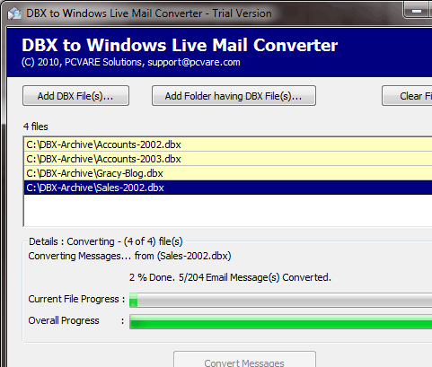 Transfer DBX to Windows Live Mail Screenshot 1