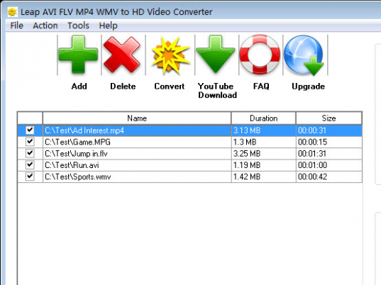 Leap AVI FLV MP4 WMV to HD Video Screenshot 1