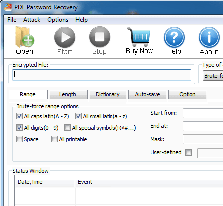 Daossoft PDF Password Recovery Screenshot 1
