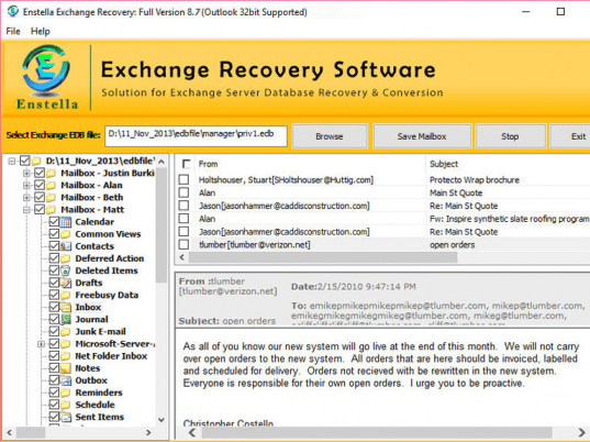 EDB to PST Recovery Process Screenshot 1