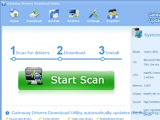 Gateway Drivers Download Utility Screenshot 1