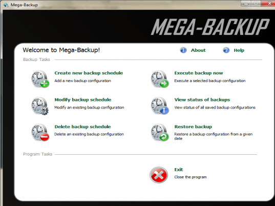 Mega-Backup Screenshot 1