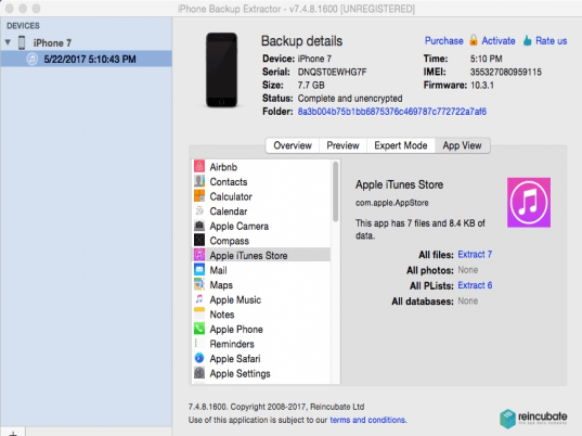 iPhone Backup Extractor Screenshot 1