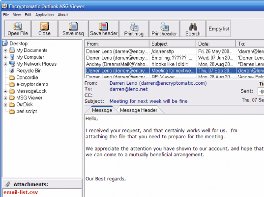 Outlook MSG File Viewer and Attachment E Screenshot 1