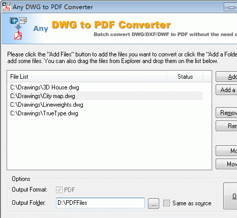 DWG to PDF Converter Professional Screenshot 1