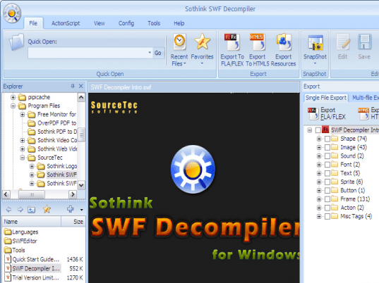 Sothink SWF to FLA Converter Screenshot 1