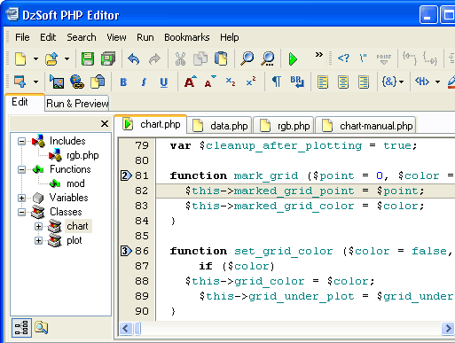 DzSoft PHP Editor Screenshot 1