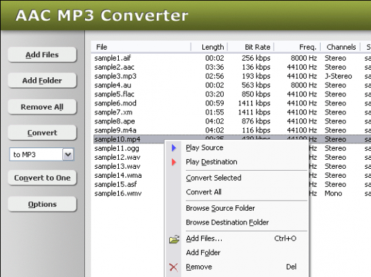 AAC MP3 Converter Screenshot 1