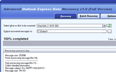 Advanced Outlook Express Data Recovery Screenshot 1