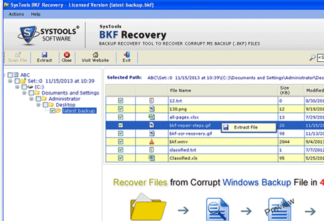 MS Backup Repair Software Screenshot 1