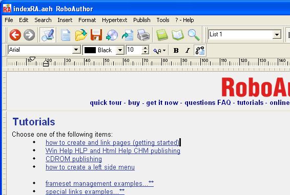 RoboAuthor Screenshot 1
