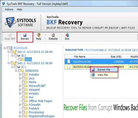 MS Backup Recovery Software Screenshot 1
