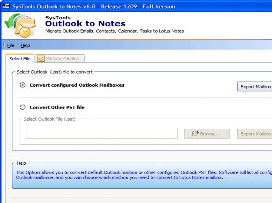 Working Outlook to Lotus Notes Screenshot 1