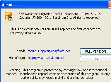 ESF Database Migration Toolkit Screenshot 1