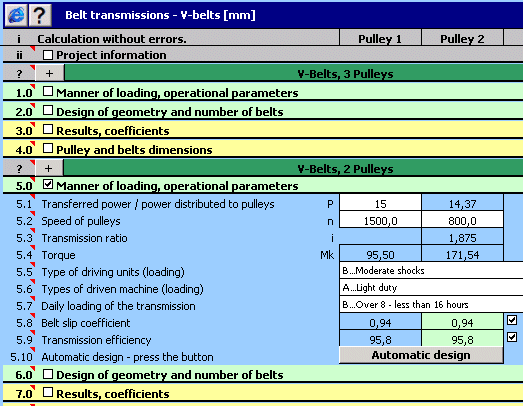 MITCalc - V-Belts Calculation Screenshot 1