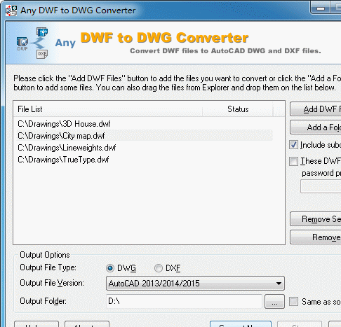 DWF to DWG Convert Screenshot 1