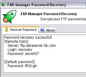 FAR Manager Password Recovery Screenshot 1