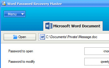 Word Password Recovery Master Screenshot 1