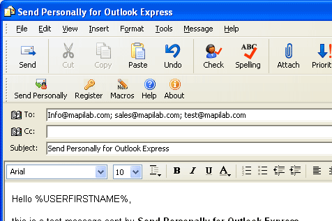 Send Personally for Outlook Express Screenshot 1