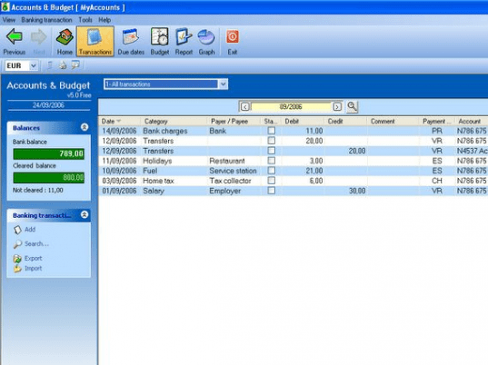AlauxSoft Accounts and Budget Screenshot 1