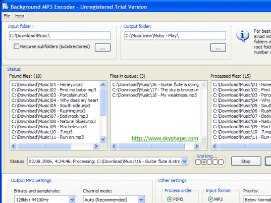 Background MP3 Encoder Screenshot 1