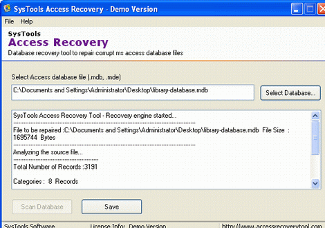 Access Database Repair Screenshot 1