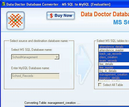 MSSQL to MySQL converter Tool Screenshot 1