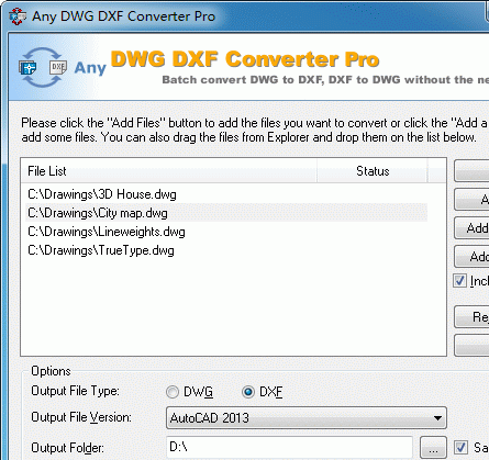 DWG to DXF Converter Pro (DWG to DXF Screenshot 1