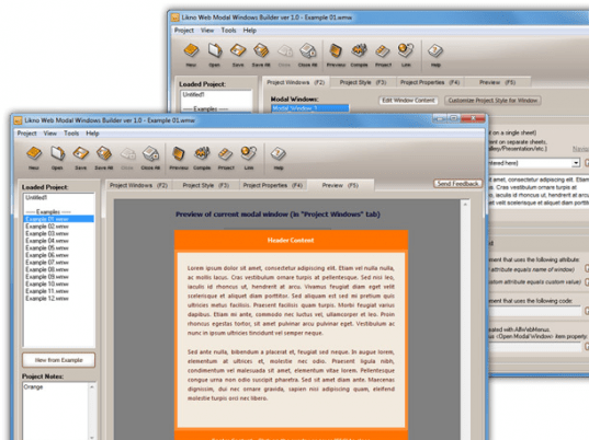 AllWebMenus Web Modal Windows Addin Screenshot 1