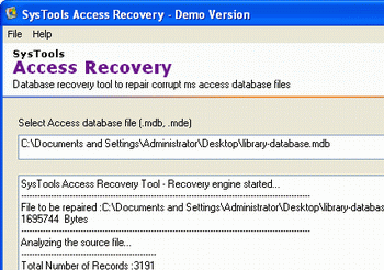 MS Access Recovery Tool Screenshot 1