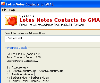 Synchronize NSF Contacts with Gmail Screenshot 1