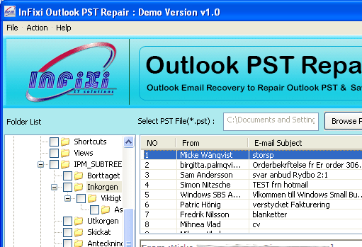 Outlook File Recovery Screenshot 1