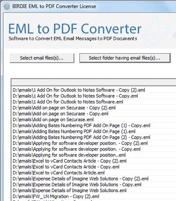 Birdie EML to PDF Converter Screenshot 1